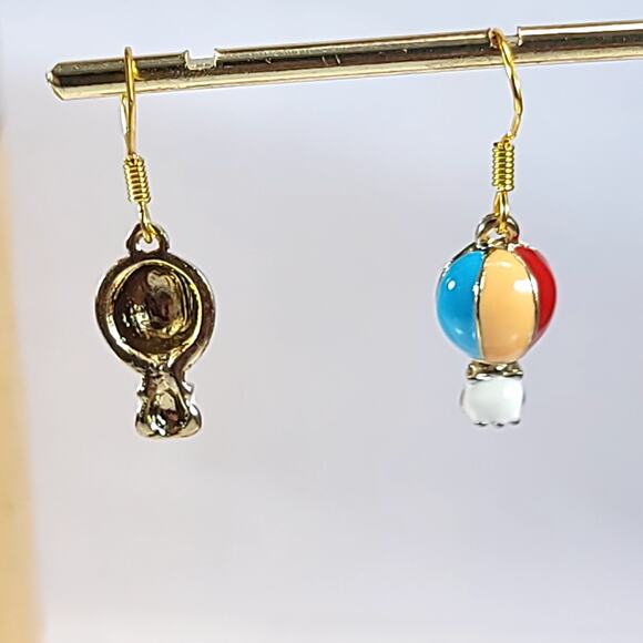 Hot Air Balloon Earrings, Colorful Enamel Dangle Earrings, Fun Travel Jewelry - Picture 10 of 10